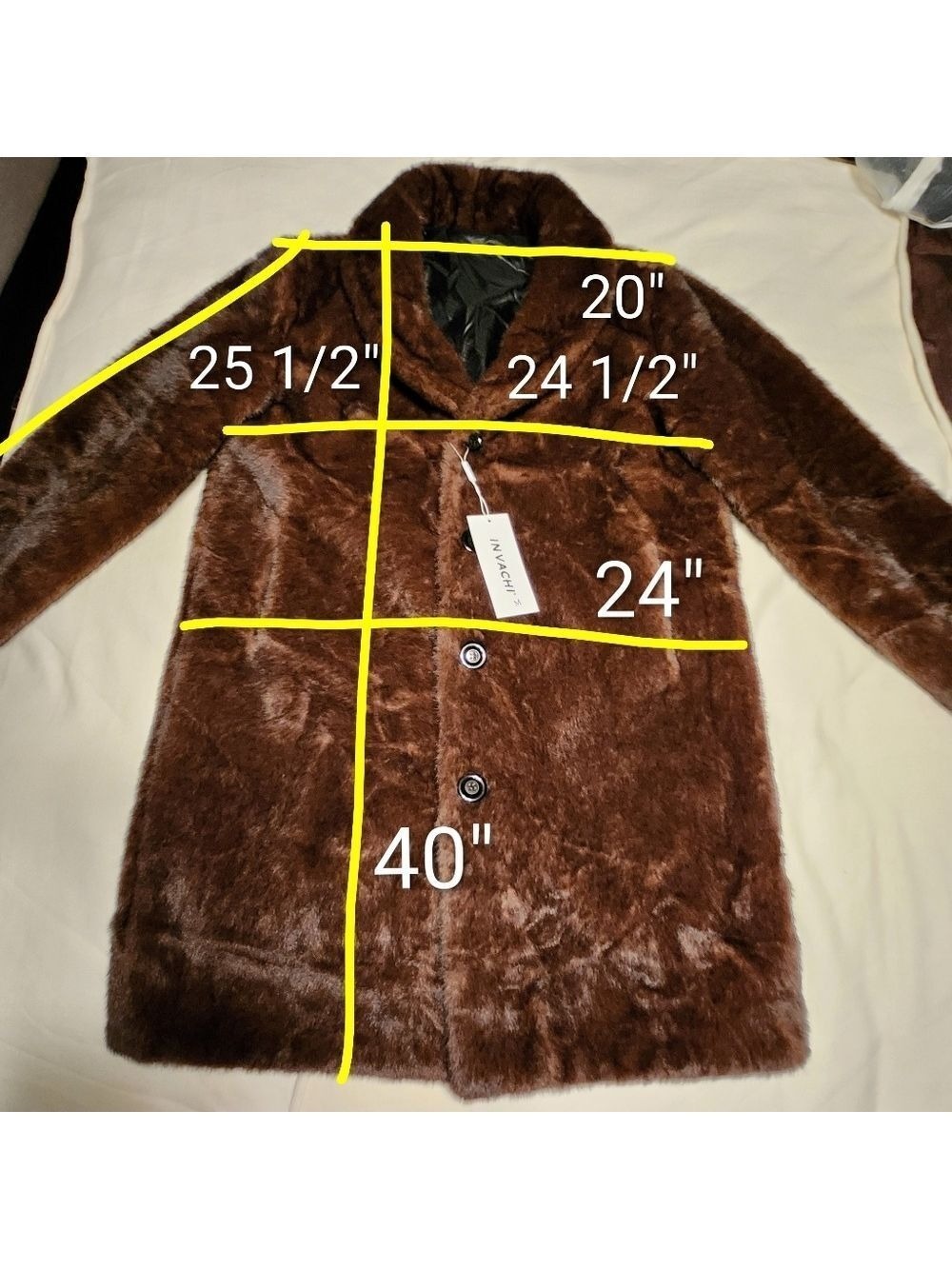 Amazon Mens Long Trench Coat Brown Medium Faux Fur Wide Collar - Picture 8 of 8